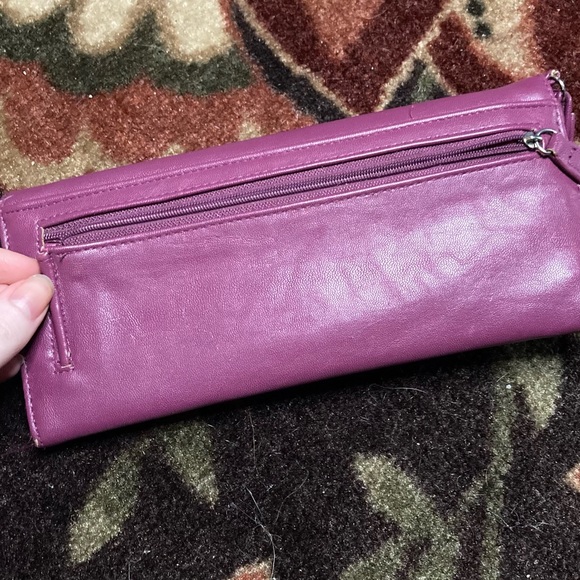 Kenneth Cole reaction purple leather wristlet clutch wallet matching coin purse - Picture 8 of 12